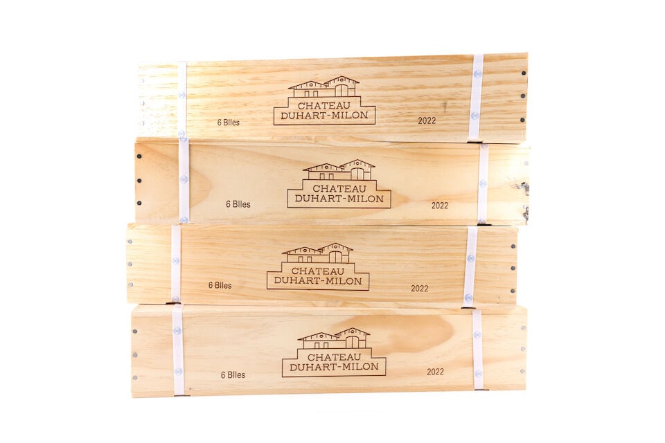 Château Duhart-Milon, 2022 (24 x 750ml): Château Duhart-Milon, 2022 (24 x 750ml) Region: Pauillac Packaging: 4 x original wooden cases This lot is subject to the following lot symbols: Δ Δ VAT at the prevailing rate on Hammer