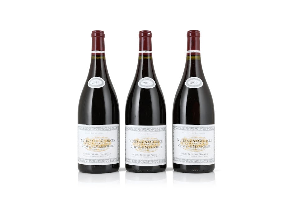 Domaine Jacques-Frédéric Mugnier, Nuits-Saint-Georges 1er Cru Clos de La Maréchal...: Domaine Jacques-Frédéric Mugnier, Nuits-Saint-Georges 1er Cru Clos de La Maréchale, 2019 (3 x magnums) Region: Côte de Nuits Label: 1 nicked label Packaging: original wooden case F
