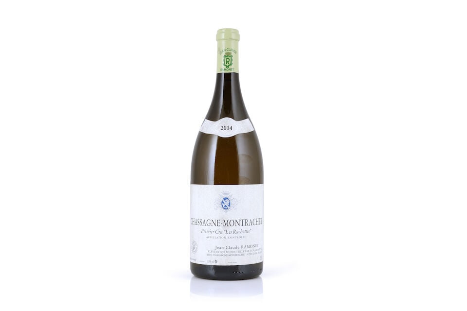 Jean-Claude Ramonet, Chassagne-Montrachet 1er Cru Les Ruchottes, 2014 (1 x magnum): Jean-Claude Ramonet, Chassagne-Montrachet 1er Cru Les Ruchottes, 2014 (1 x magnum) Region: Côte de Beaune Label: badly bin-soiled For further information on this lot please visit Bonhams.com For