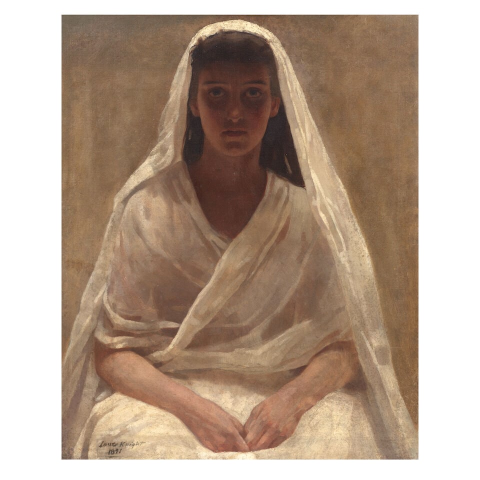 Dame Laura Knight, RA, RWS (British, 1877-1970) The Yellow Lady 91 x 121 cm. (35 3/4 x 47 5/8 in.): Dame Laura Knight, RA, RWS (British, 1877-1970) The Yellow Lady signed 'L Johnson' (verso); with later signature and date 'Laura Knight/1891' (lower left) oil on canvas 91 x 121 cm. (35 3/4 x 47 5/8 i