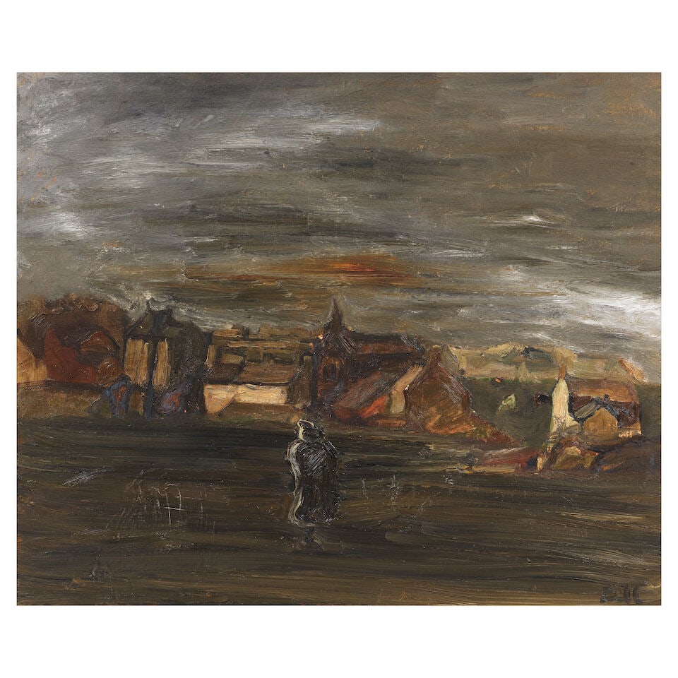 Sheila Fell R.A. (British, 1931-1979) Queen Street, Aspatria from Barnes' Field 50.8 x 61 cm. (2... (1 of 3)