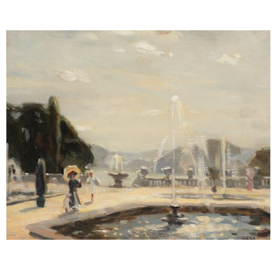 Emily Court (British, 1880-1957) The fountain 30.5 x 38.1 cm. (12 x 15 in.) (1 of 3)