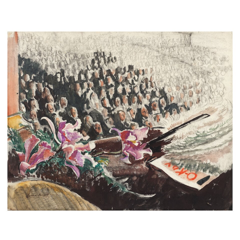 Dame Laura Knight, RA, RWS (British, 1877-1970) 'O-Kay', A box at the London Palladium 51 x 63.5... (1 of 3)