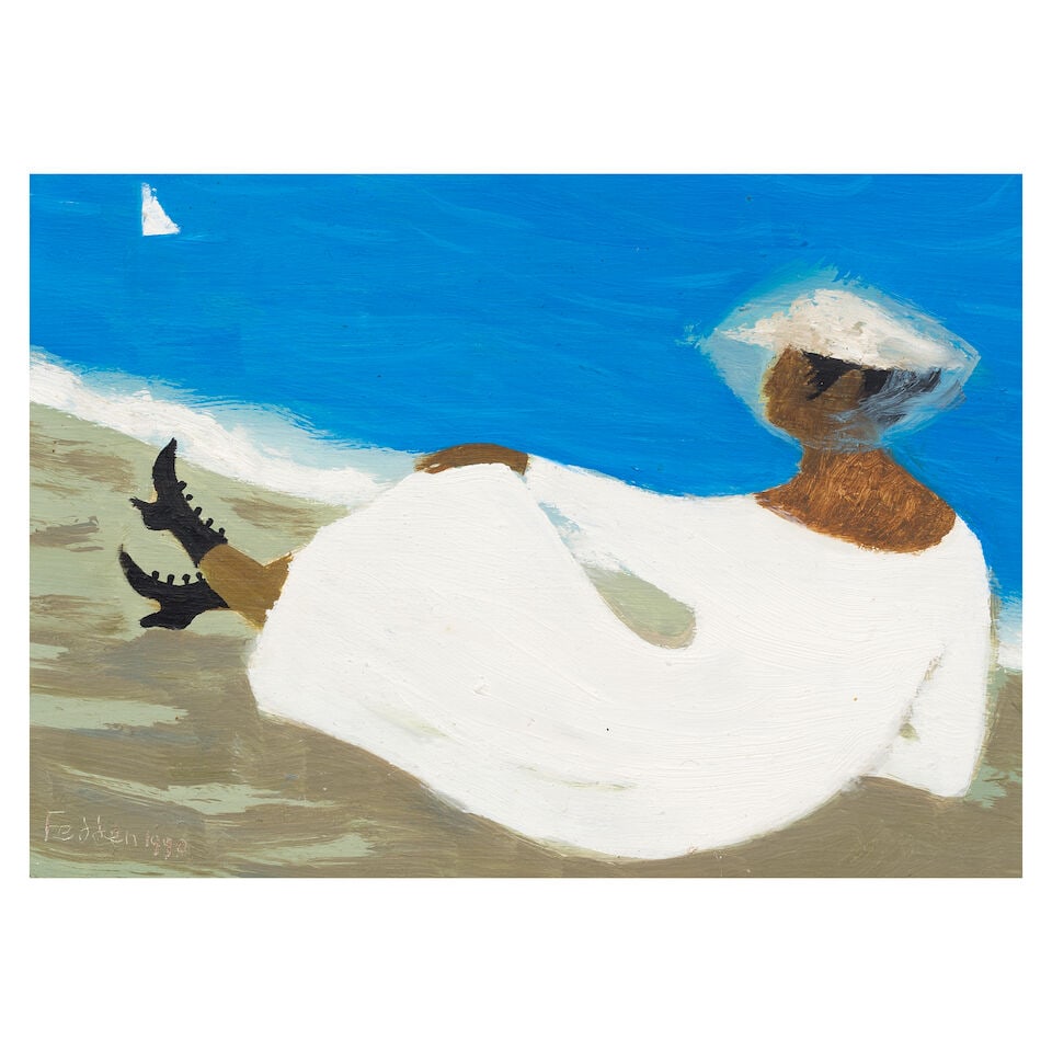 Mary Fedden R.A., P.P.R.W.A. (British, 1915-2012) On the shore 15.8 x 21 cm. (6 1/4 x 8 1/4 in.): Mary Fedden R.A., P.P.R.W.A. (British, 1915-2012) On the shore signed and dated 'Fedden 1990' (lower left) oil on board 15.8 x 21 cm. (6 1/4 x 8 1/4 in.) Footnotes: Provenance The Artist, from whom ac