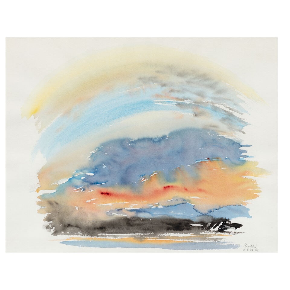 Maggi Hambling (British, born 1945) Suffolk Sunrise 48.3 x 61 cm. (19 x 24 in.): Maggi Hambling (British, born 1945) Suffolk Sunrise signed and dated 'Hambling/2-6-88' (lower right) watercolour 48.3 x 61 cm. (19 x 24 in.) Footnotes: Provenance The Artist, from whom acquired by the