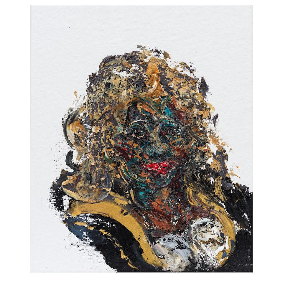 Maggi Hambling (British, born 1945) Untitled (portrait) 30.5 x 25.4 cm. (12 x 10 in.): Maggi Hambling (British, born 1945) Untitled (portrait) signed and dated 'HAMBLING/2018' (verso) oil on canvas 30.5 x 25.4 cm. (12 x 10 in.) Footnotes: Provenance The Artist, by whom gifted to the pre