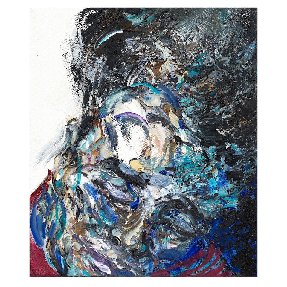 Maggi Hambling (British, born 1945) Sebastian, 3 30.5 x 25.4 cm. (12 x 10 in.): Maggi Hambling (British, born 1945) Sebastian, 3 signed and dated 'HAMBLING/2010' (verso) and titled ''Sebastian, 3'' (on the frame) oil on canvas 30.5 x 25.4 cm. (12 x 10 in.) Footnotes: Provenance T