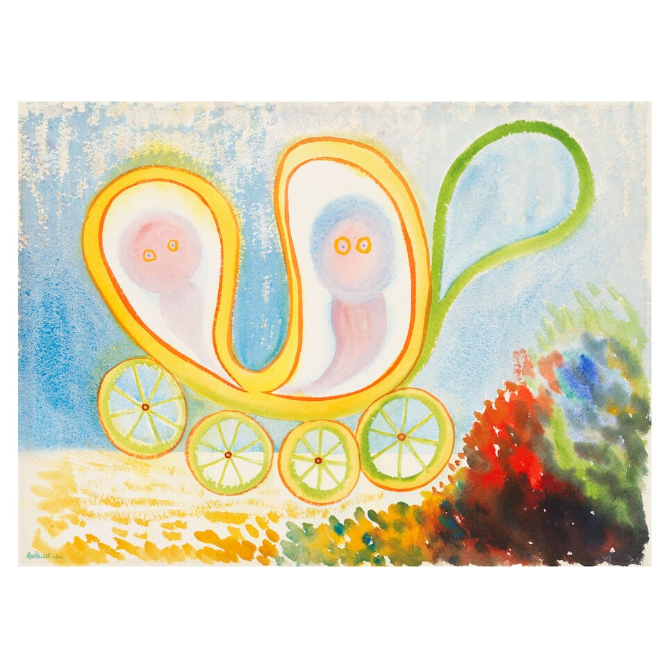 Grace Pailthorpe (British, 1883-1971) The Prancing Pram 27.7 x 37.7 cm. (10 7/8 x 14 13/16 in.) ...: Grace Pailthorpe (British, 1883-1971) The Prancing Pram signed 'G.W.Pailthorpe.' (lower left); further signed, titled and dated 'G.W.Pailthorpe/The Prancing Pram/May 15th 1938.' (verso) watercolour 27