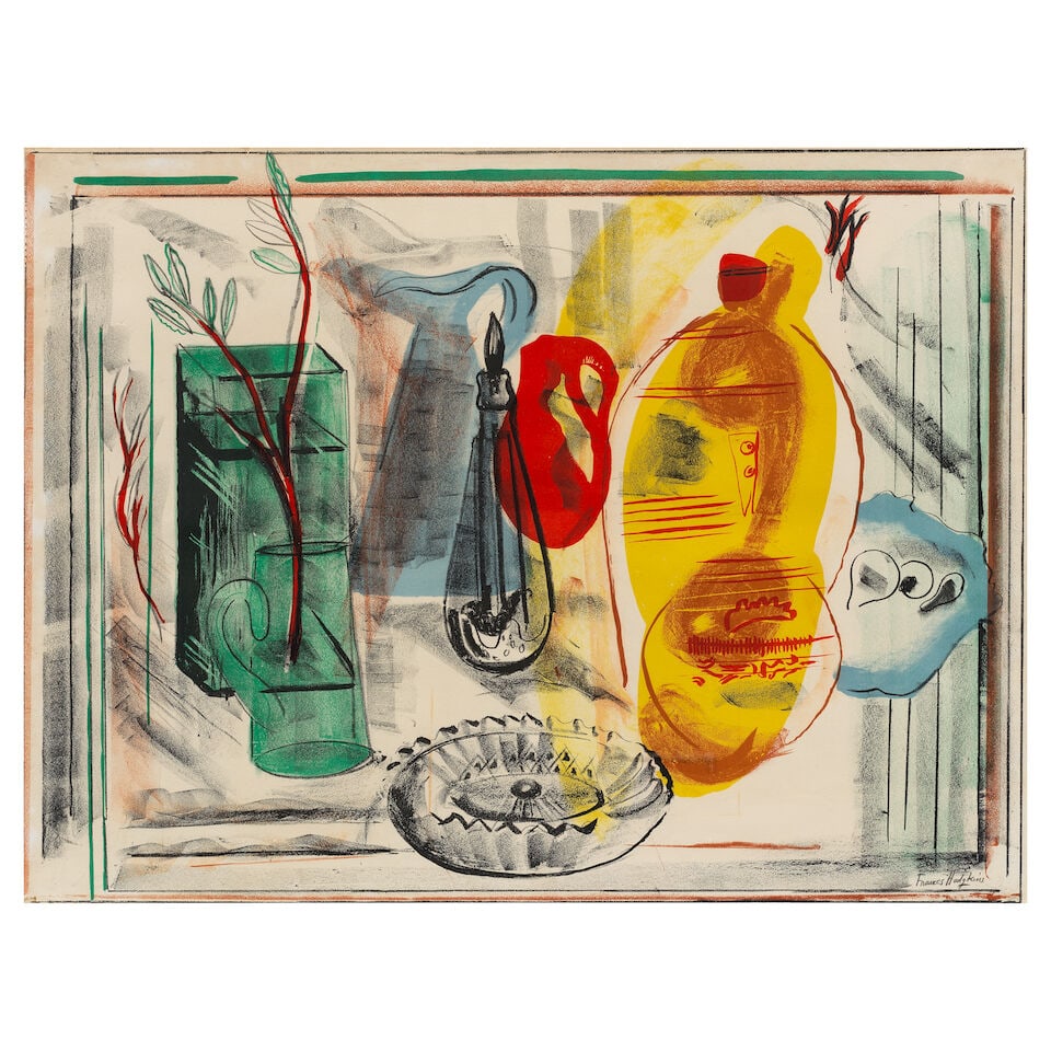 Frances Mary Hodgkins (New Zealander/British, 1869-1947) Arrangement of Jugs Lithograph printed ...: Frances Mary Hodgkins (New Zealander/British, 1869-1947) Arrangement of Jugs Lithograph printed in colours, 1937, on wove paper, a rare impression signed in pencil, printed by Curwen Press, published 
