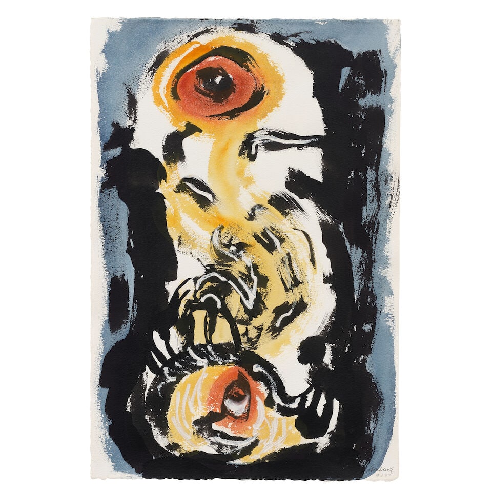 Maggi Hambling (British, born 1945) Moon Thief 57 x 38 cm. (22 3/8 x 14 7/8 in.): Maggi Hambling (British, born 1945) Moon Thief signed and dated 'Hambling/19.2.90' (lower right) watercolour, ink and gouache 57 x 38 cm. (22 3/8 x 14 7/8 in.) Footnotes: Provenance With Bernard Jacob