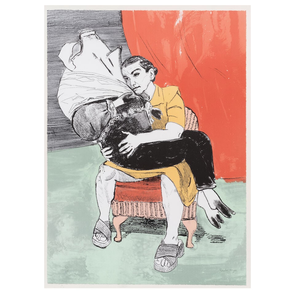 Dame Paula Rego R.A. (British, 1935-2022) Seduction of Prince Pig, from Prince Pig Lithograph in...: Dame Paula Rego R.A. (British, 1935-2022) Seduction of Prince Pig, from Prince Pig (Rosenthal 233) Lithograph in colours, 2006, on Somerset Velvet paper, signed and numbered 20/35 in pencil, printed b