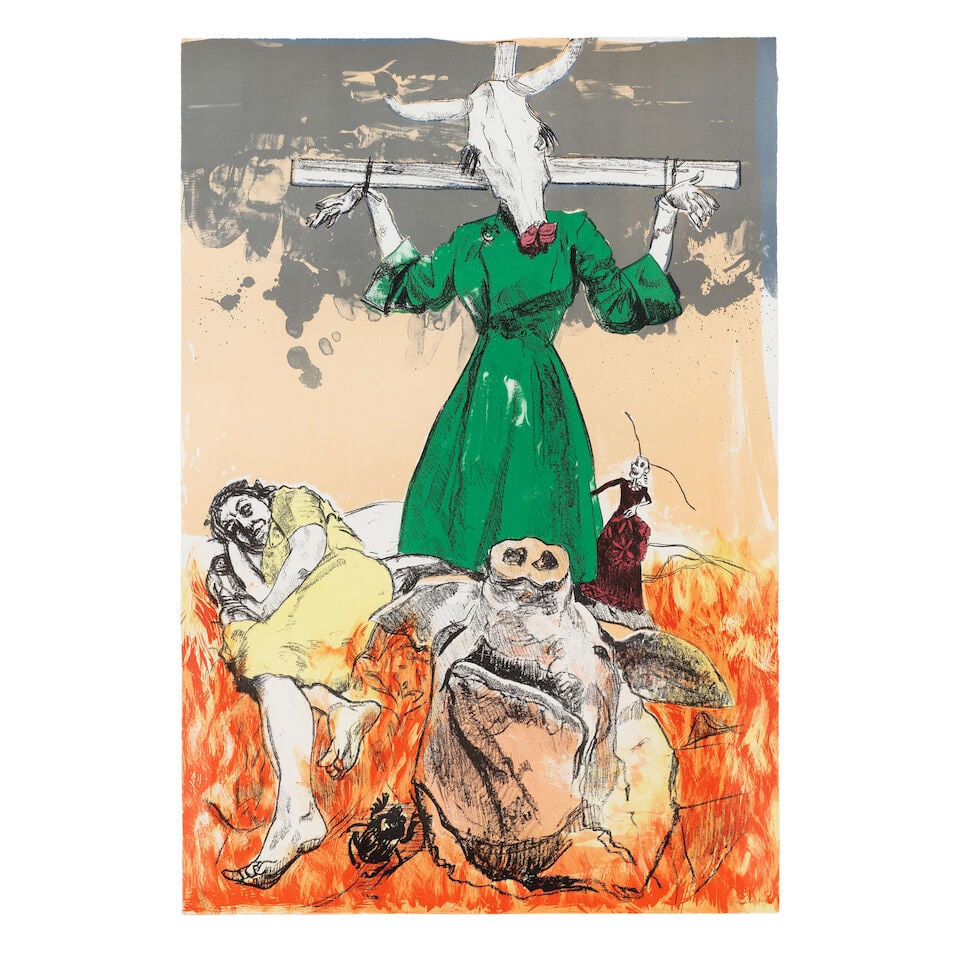 Dame Paula Rego R.A. (British, 1935-2022) Scarecrow Lithograph in colours, 2006, on wove paper, ...: Dame Paula Rego R.A. (British, 1935-2022) Scarecrow (Rosenthal 242) Lithograph in colours, 2006, on wove paper, signed and numbered 28/35 in pencil, printed by Curwen Studio, Cambridge, co-published b