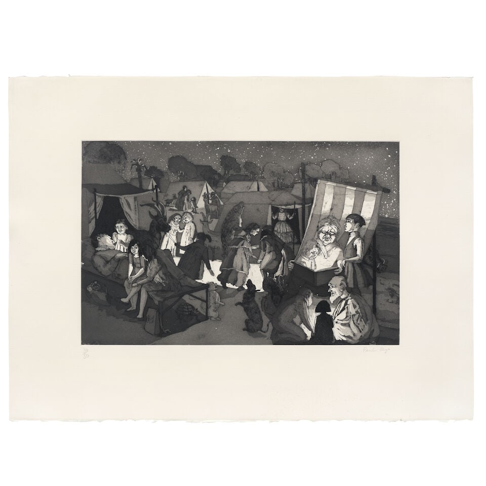 Dame Paula Rego R.A. (British, 1935-2022) The Encampment Etching with aquatint, 1989, on Arches ...: Dame Paula Rego R.A. (British, 1935-2022) The Encampment (Rosenthal 30) Etching with aquatint, 1989, on Arches wove paper, signed and numbered 30/50 in pencil (there were also 14 artist's proofs), pri