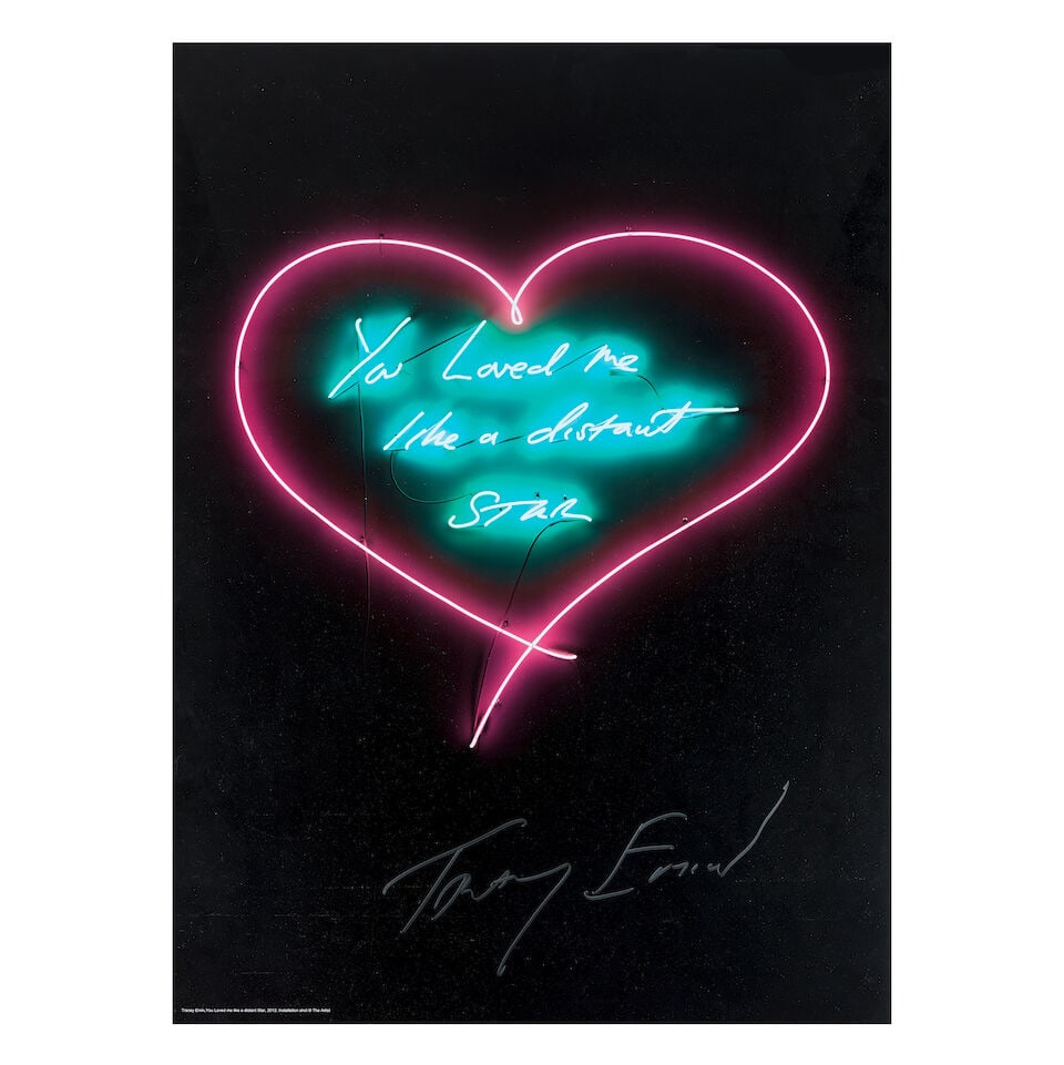 Dame Tracey Emin (British, born 1963) You Loved Me Like a Distant Star Offset lithographic poste...: Dame Tracey Emin (British, born 1963) You Loved Me Like a Distant Star Offset lithographic poster in colours, 2012, on glossy wove paper, signed in silver felt-tip pen, from the edition of 500, printe