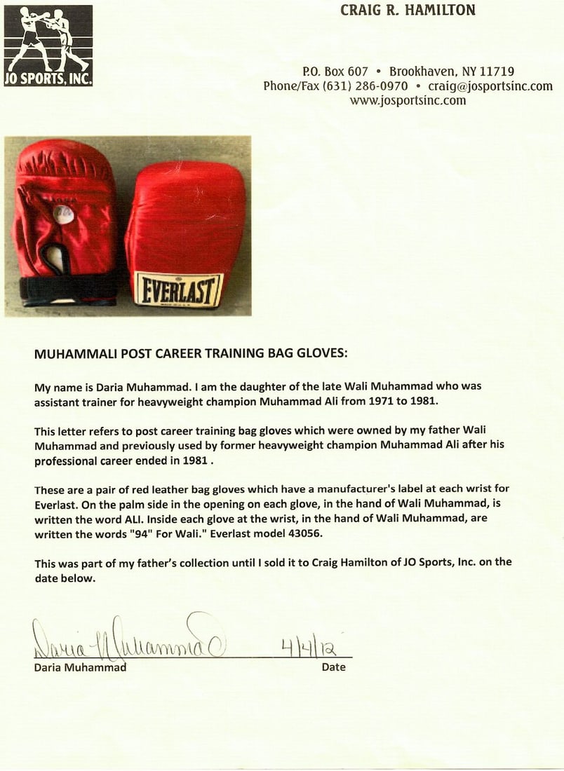 Muhammad Ali post-career training gloves - 2