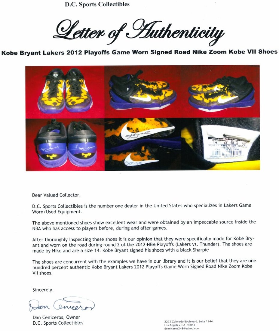 Kobe Bryant Nike Zoom Kobe VII signed game-worn sneakers - 8