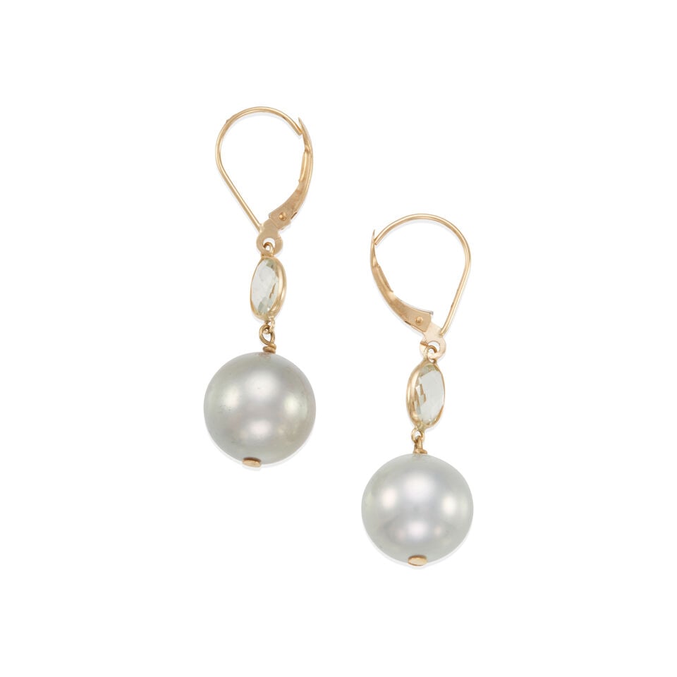 PAIR OF 14K GOLD, SAPPHIRE, AND CULTURED PEARL EARRINGS - 2