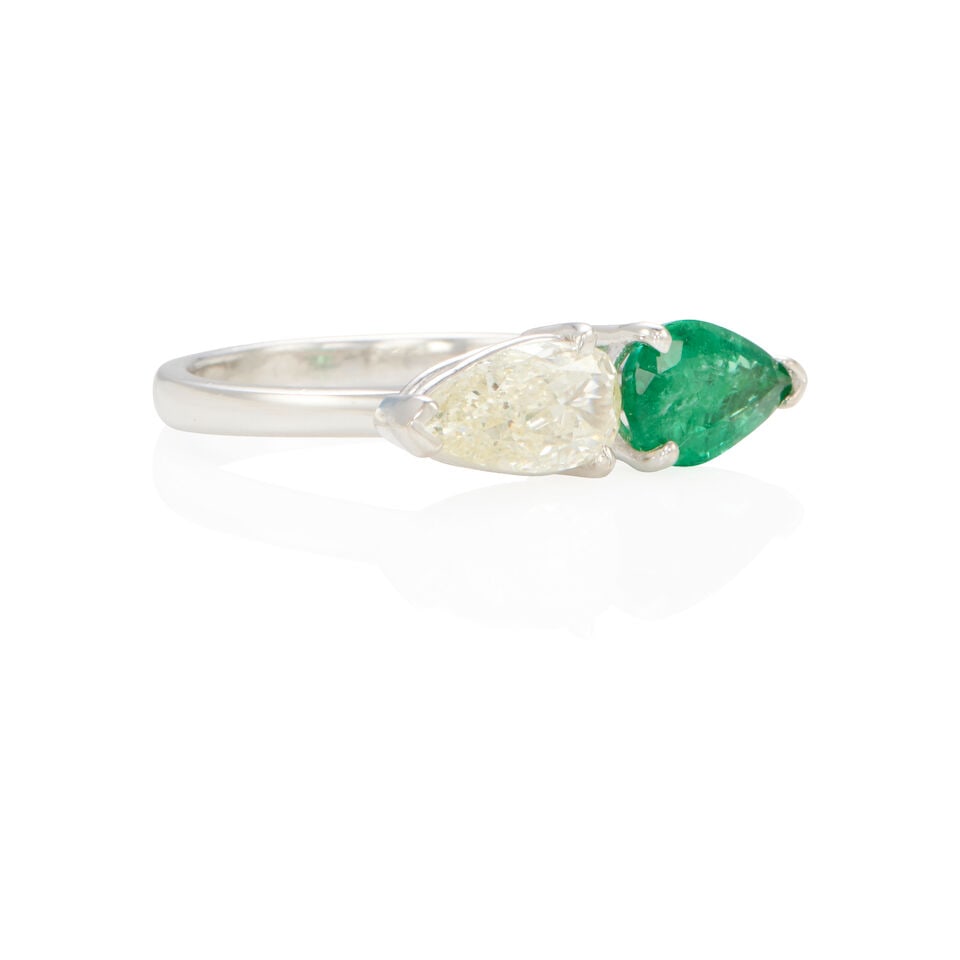 14K GOLD, DIAMOND AND EMERALD RING - 2
