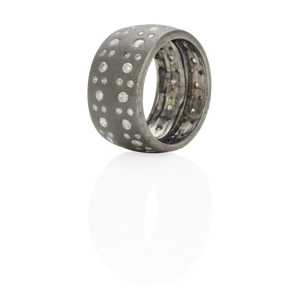 SILVER AND DIAMOND RING - 2