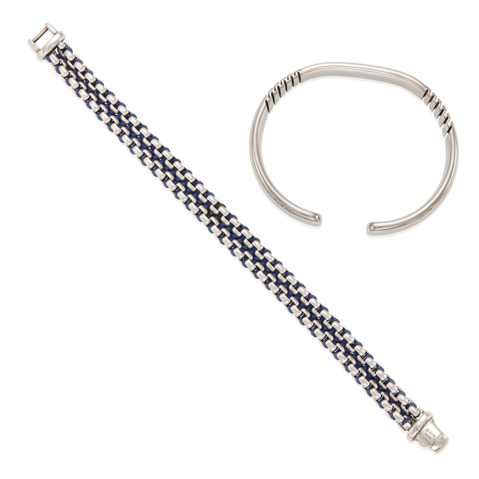 DAVID YURMAN: TWO STERLING SILVER BRACELETS - 2