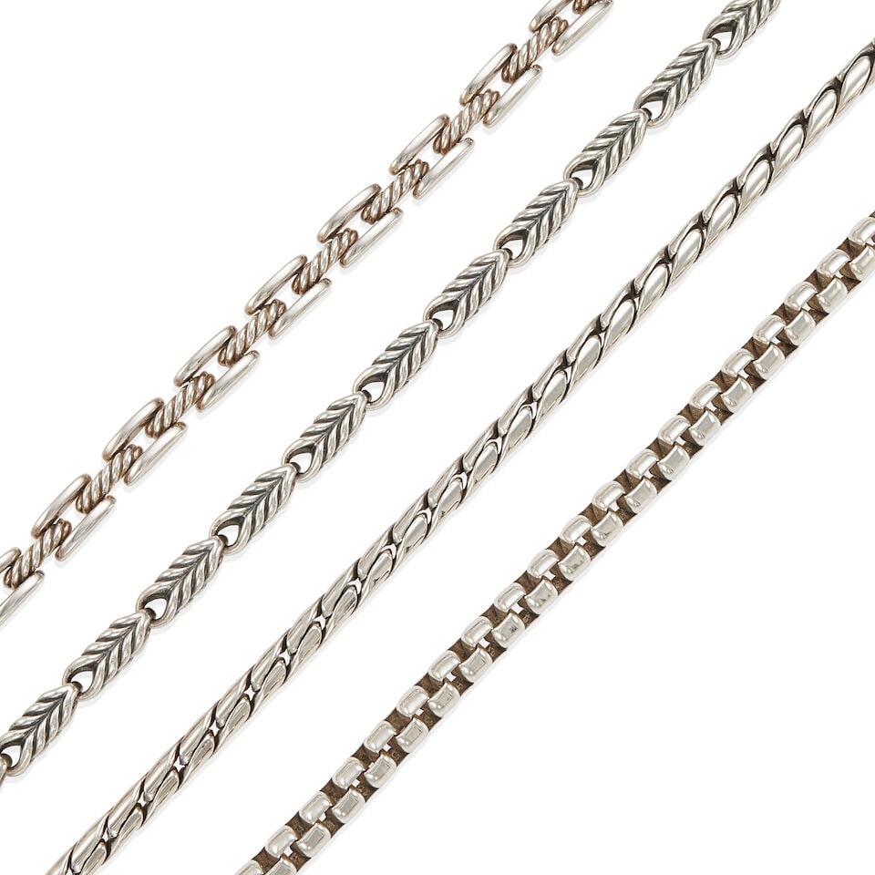 DAVID YURMAN: FOUR STERLING SILVER BRACELETS - 2