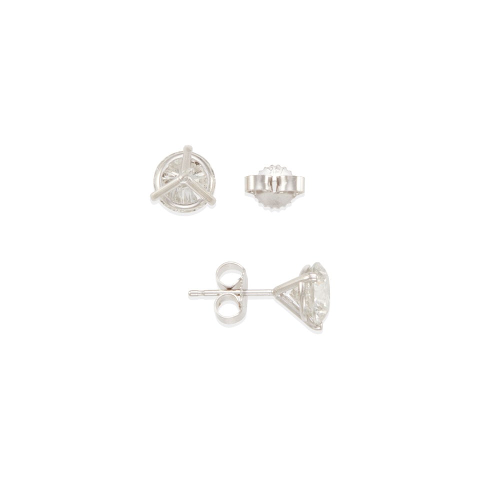 PAIR OF 14K GOLD AND DIAMOND STUD EARRINGS - 2
