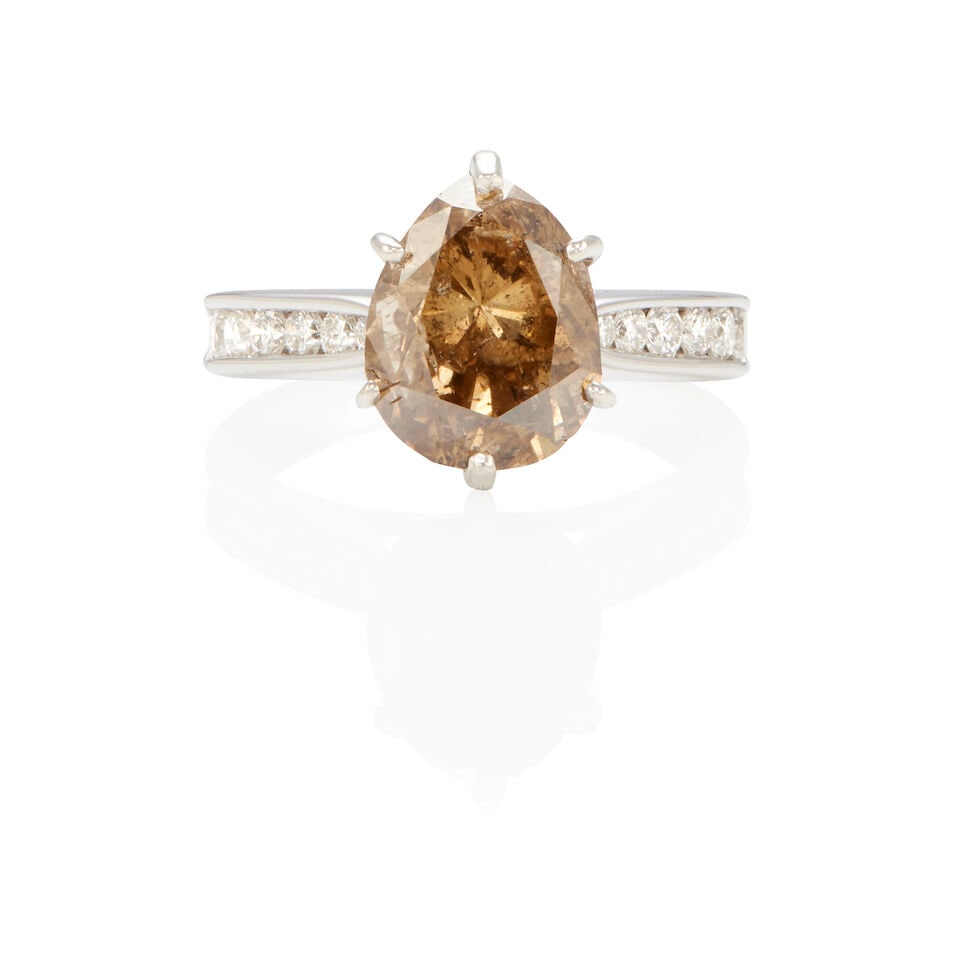 14K GOLD AND FANCY DARK YELLOWISH BROWN DIAMOND RING WITH GIA REPORT (1 of 3)