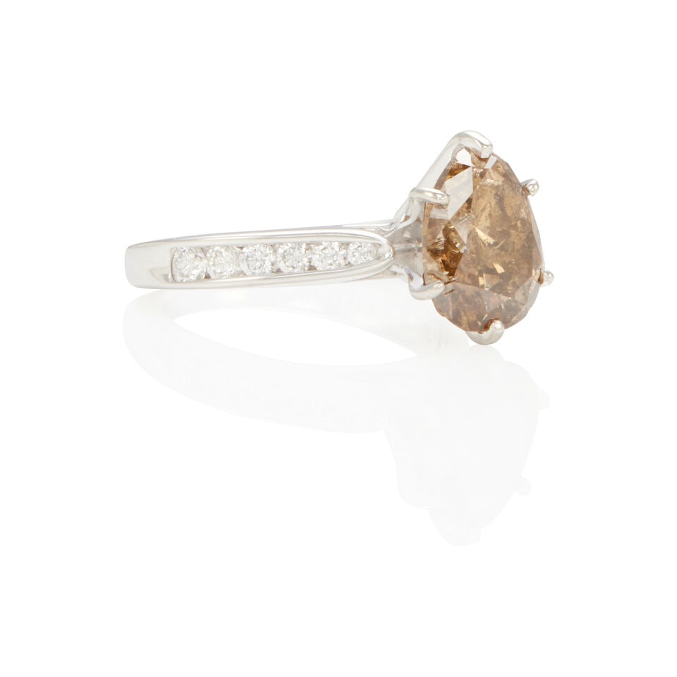 14K GOLD AND FANCY DARK YELLOWISH BROWN DIAMOND RING WITH GIA REPORT - 3