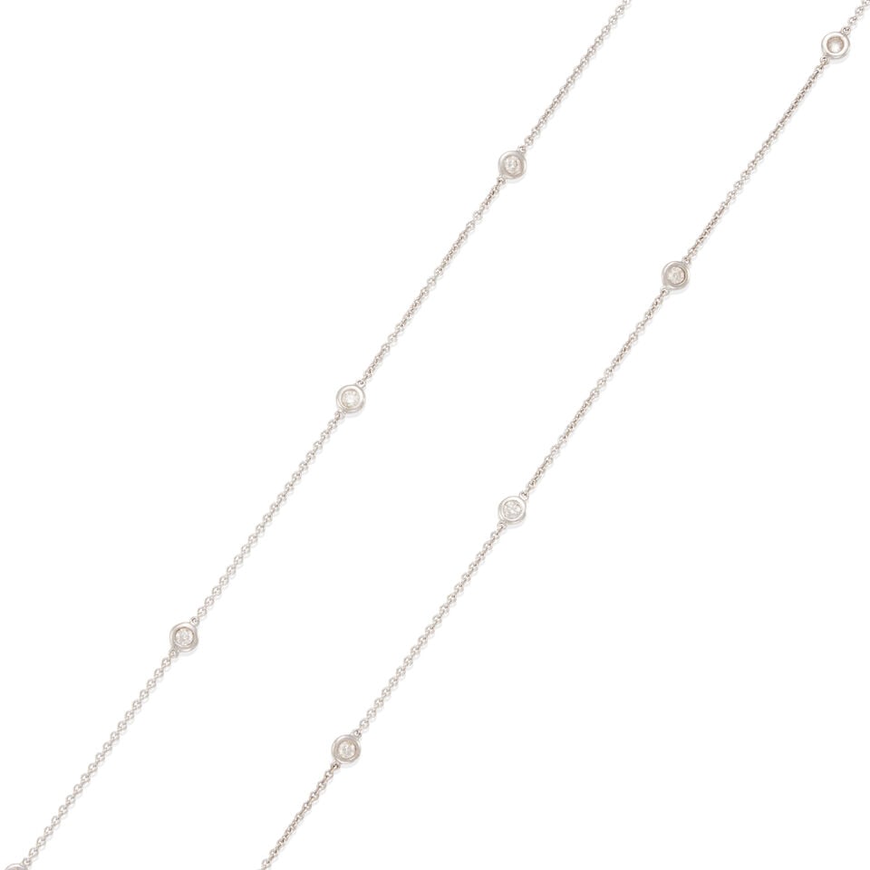 14K GOLD AND DIAMOND STATION NECKLACE - 2