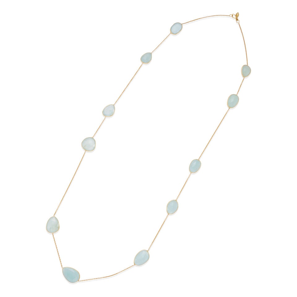PIPPA SMALL: 18K GOLD AND AQUAMARINE STATION NECKLACE (1 of 2)