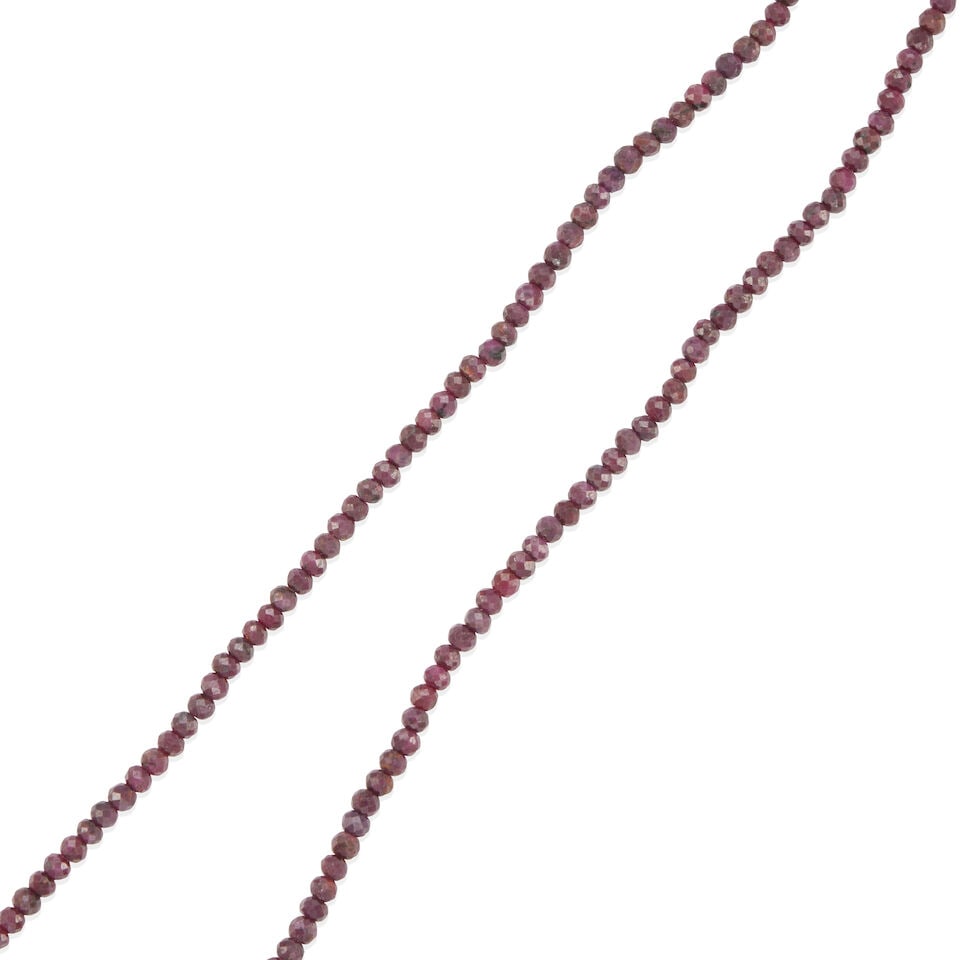 14K GOLD AND GARNET BEAD NECKLACE - 2