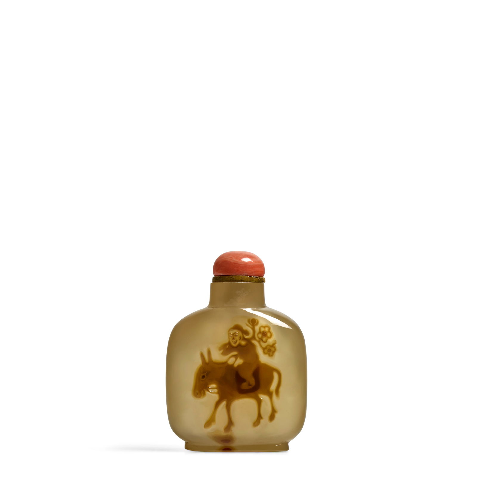A CHALCEDONY SHADOW AGATE 'MENG HAORAN' SNUFF BOTTLE 1750-1860, Official School (1 of 1)