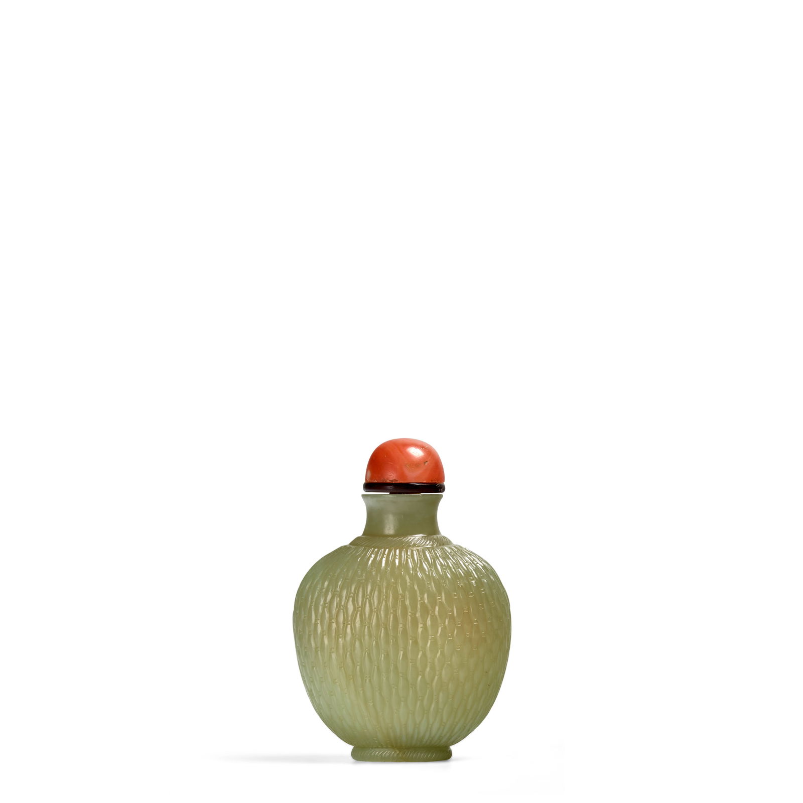 A CELADON GRAY JADE 'BAMBOO BASKET-WEAVE' SNUFF BOTTLE 1750-1820 (1 of 1)