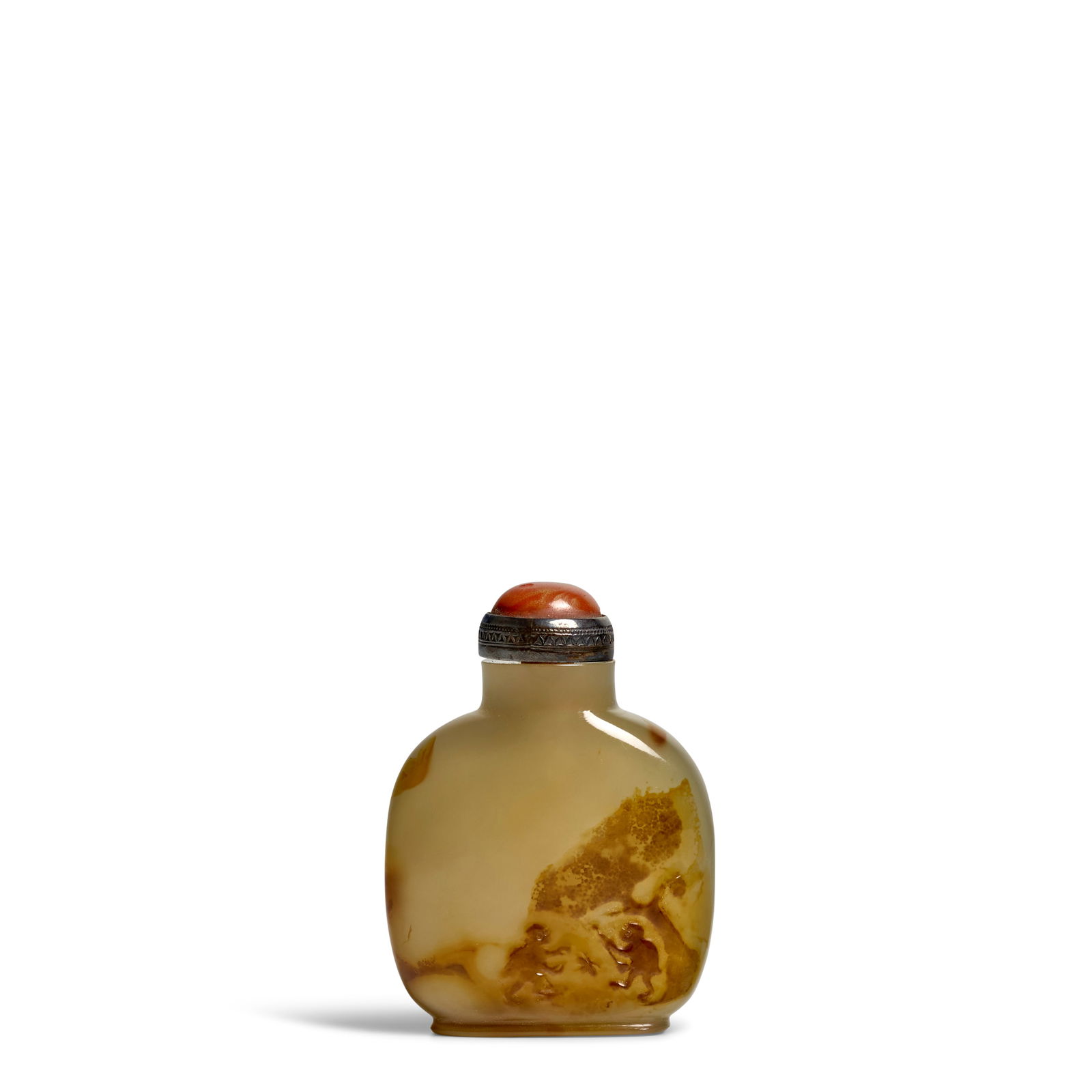 A CHALCEDONY SHADOW AGATE 'MONKEY'S AND WASP'S NEST' SNUFF BOTTLE 1780-1870, Official School (1 of 1)
