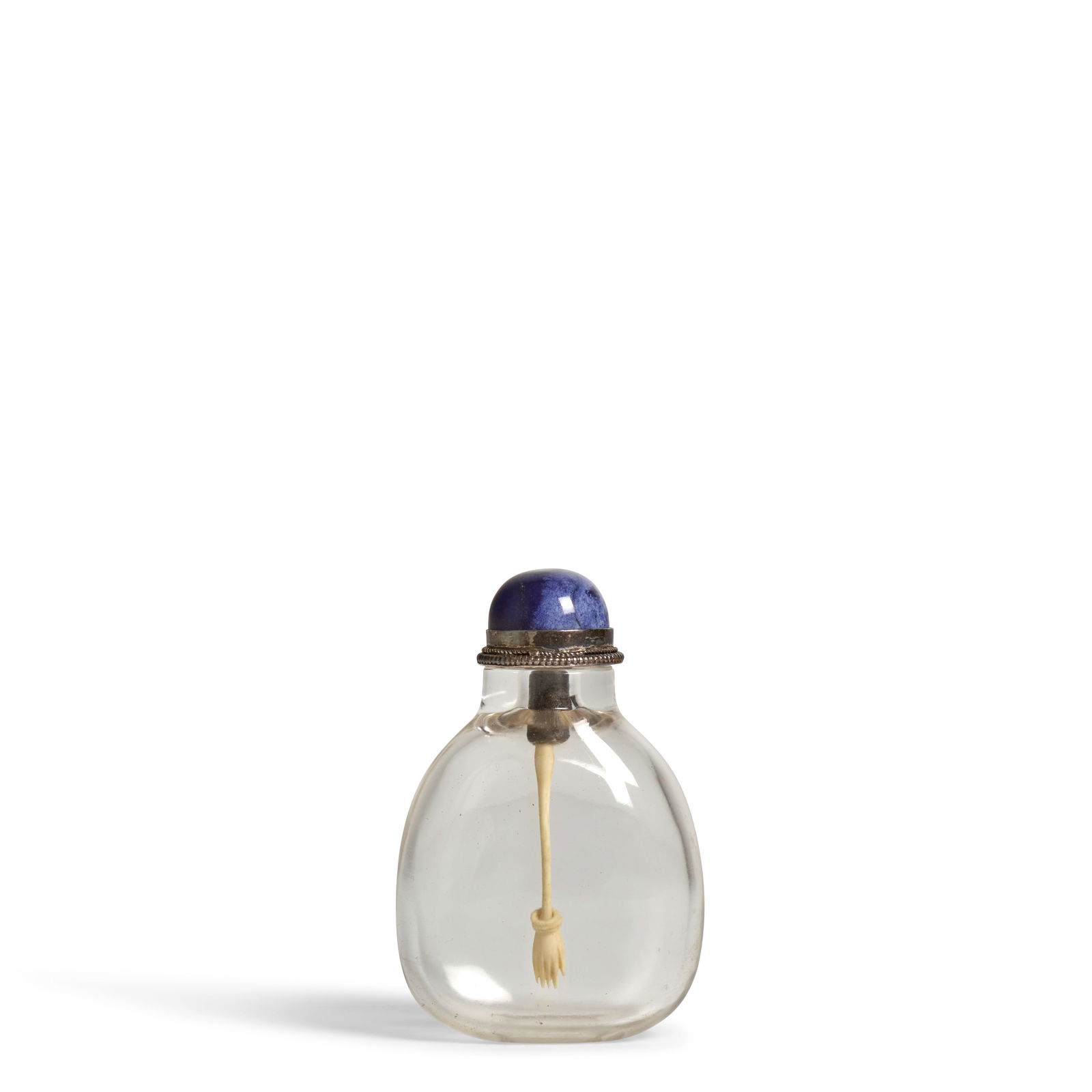 AN EXTREMELY WELL-HOLLOWED CLEAR ROCK-CRYSTAL SPADE-SHAPED SNUFF BOTTLE 1760-1870: AN EXTREMELY WELL-HOLLOWED CLEAR ROCK-CRYSTAL SPADE-SHAPED SNUFF BOTTLE 1760-1870 the faultless crystal of elegant, slightly bulbous spade shape and supported on a flat oval foot with indented oval ba