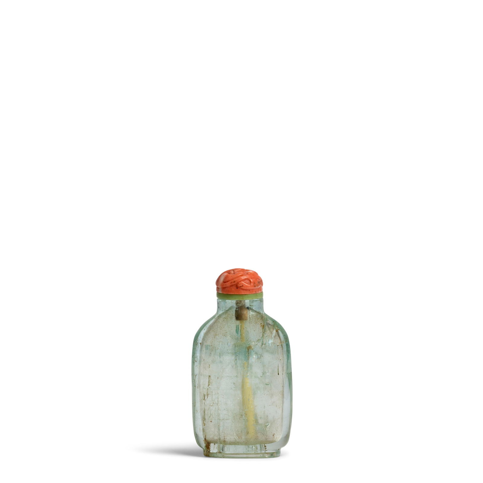 A PLAIN, CLEAR, AQUAMARINE ROUNDED RECTANGULAR SNUFF BOTTLE 1770-1870 (1 of 1)