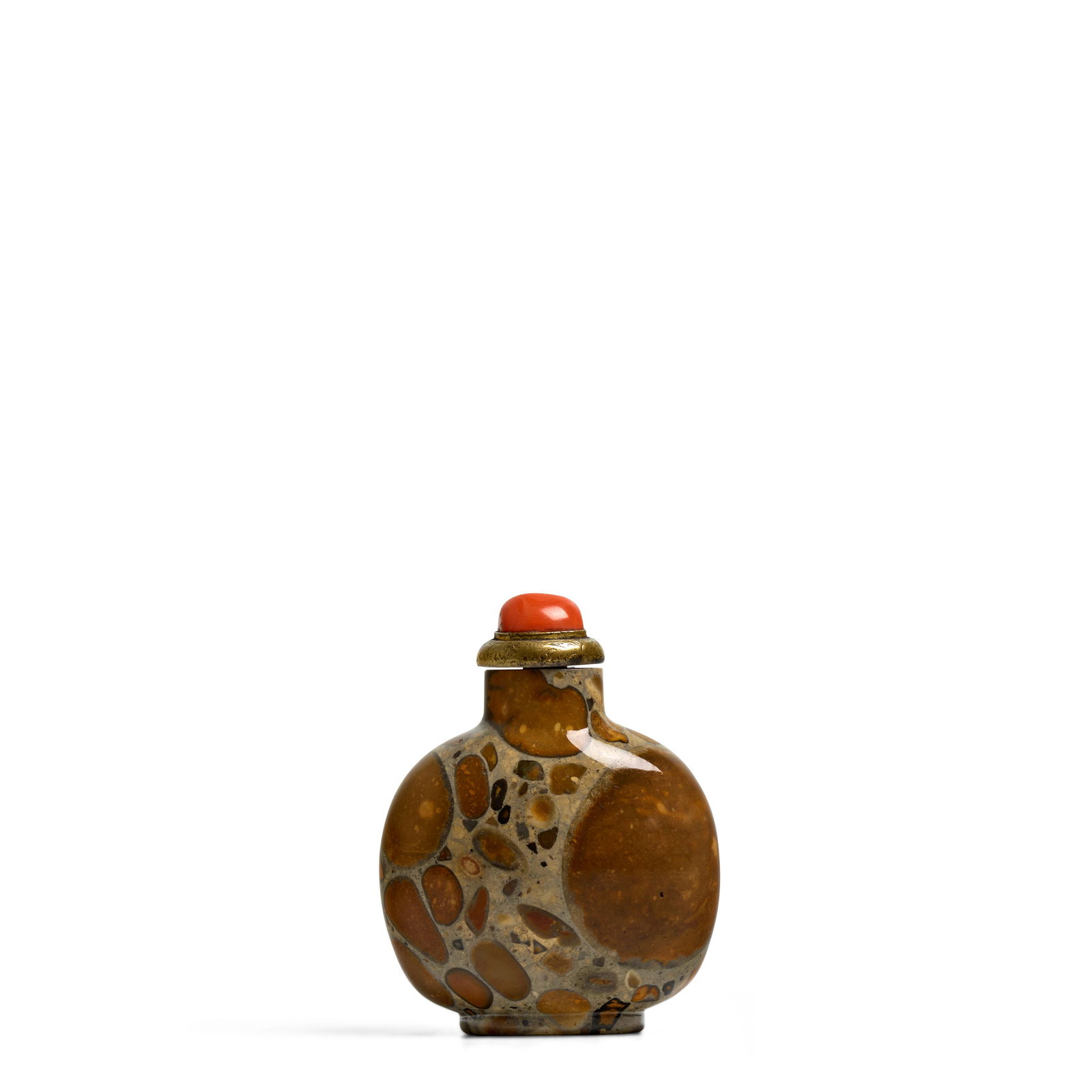 A GRAY-GROUND, BROWN, BLACK AND BEIGE PUDDINGSTONE SNUFF BOTTLE 1770-1880 (1 of 1)