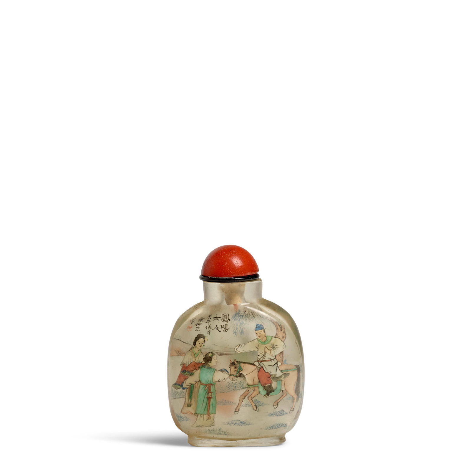 AN INSIDE-PAINTED GLASS 'MUSICAL EVENING ARRIVAL' SNUFF BOTTLE Signed ye Zhongsan and dated geng... (1 of 1)