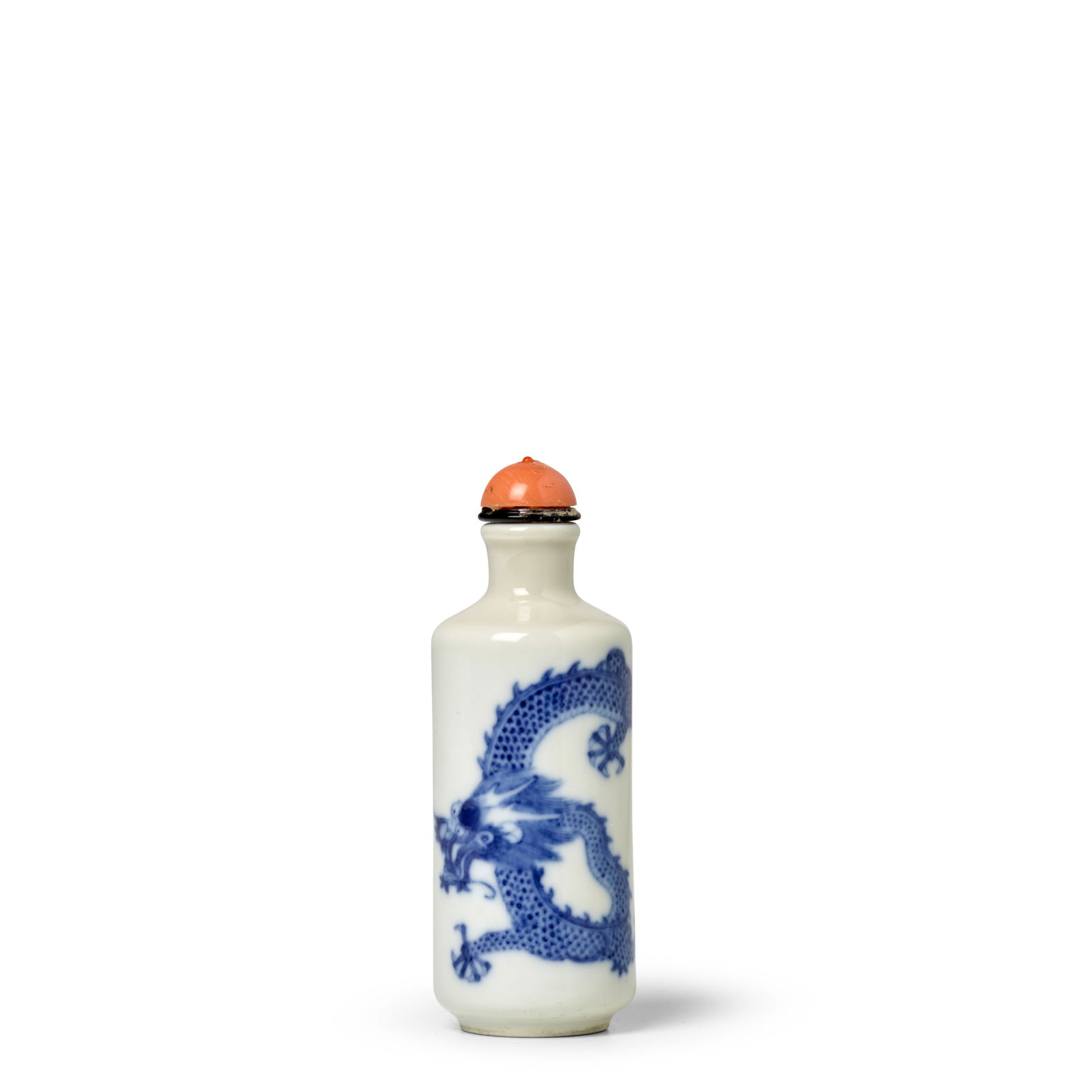 A BLUE AND WHITE PORCELAIN 'FIVE-CLAWED DRAGON CHASING THE FLAMING PEARL' SNUFF BOTTLE Daoguang ... (1 of 1)
