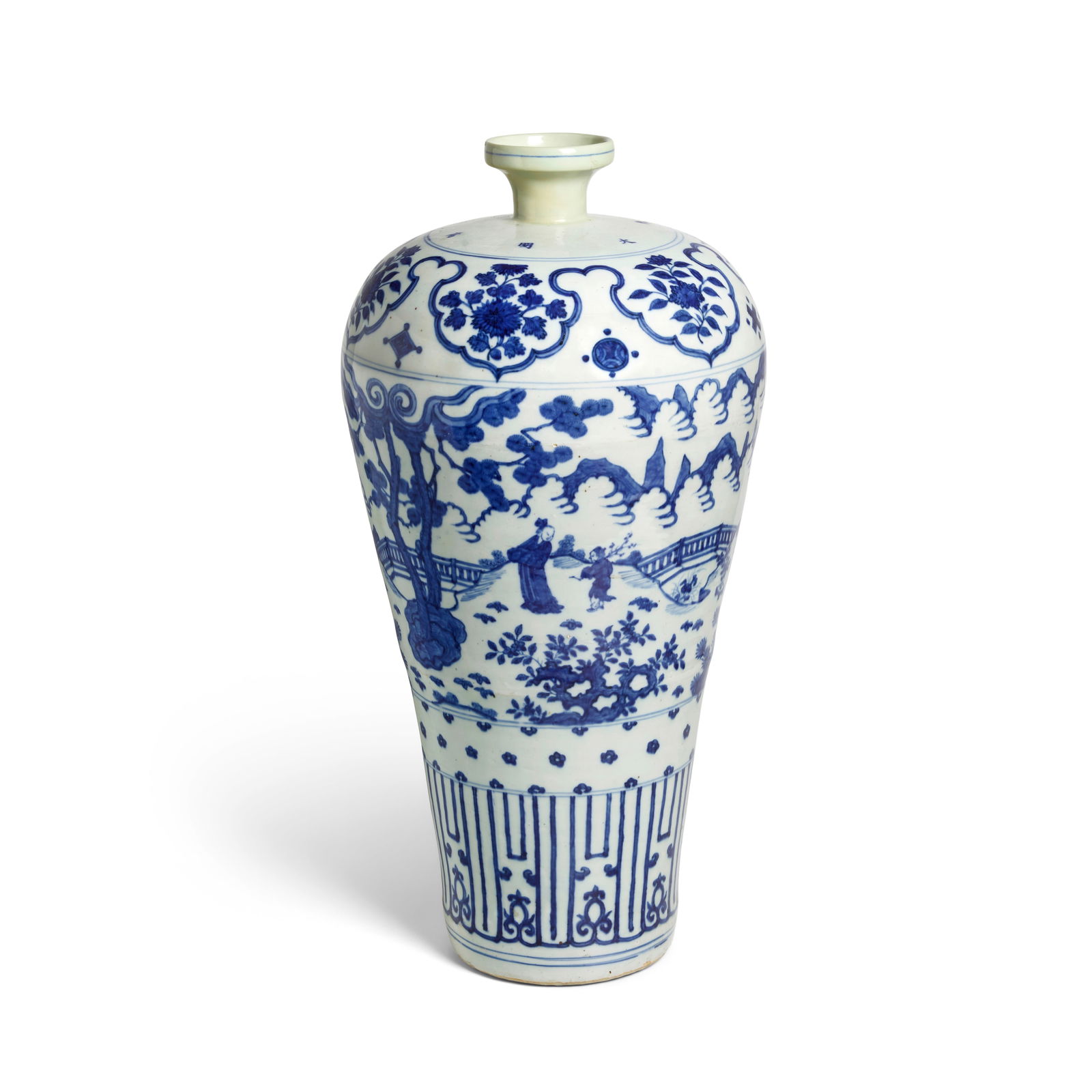 A MASSIVE BLUE AND WHITE VASE, MEIPING Wanli six-character mark and of the period: A MASSIVE BLUE AND WHITE VASE, MEIPING Wanli six-character mark and of the period Elegantly painted in rich cobalt-blue tones, the body with a continuous scene of the four scholars, Wang Xizhi, Tao Yu
