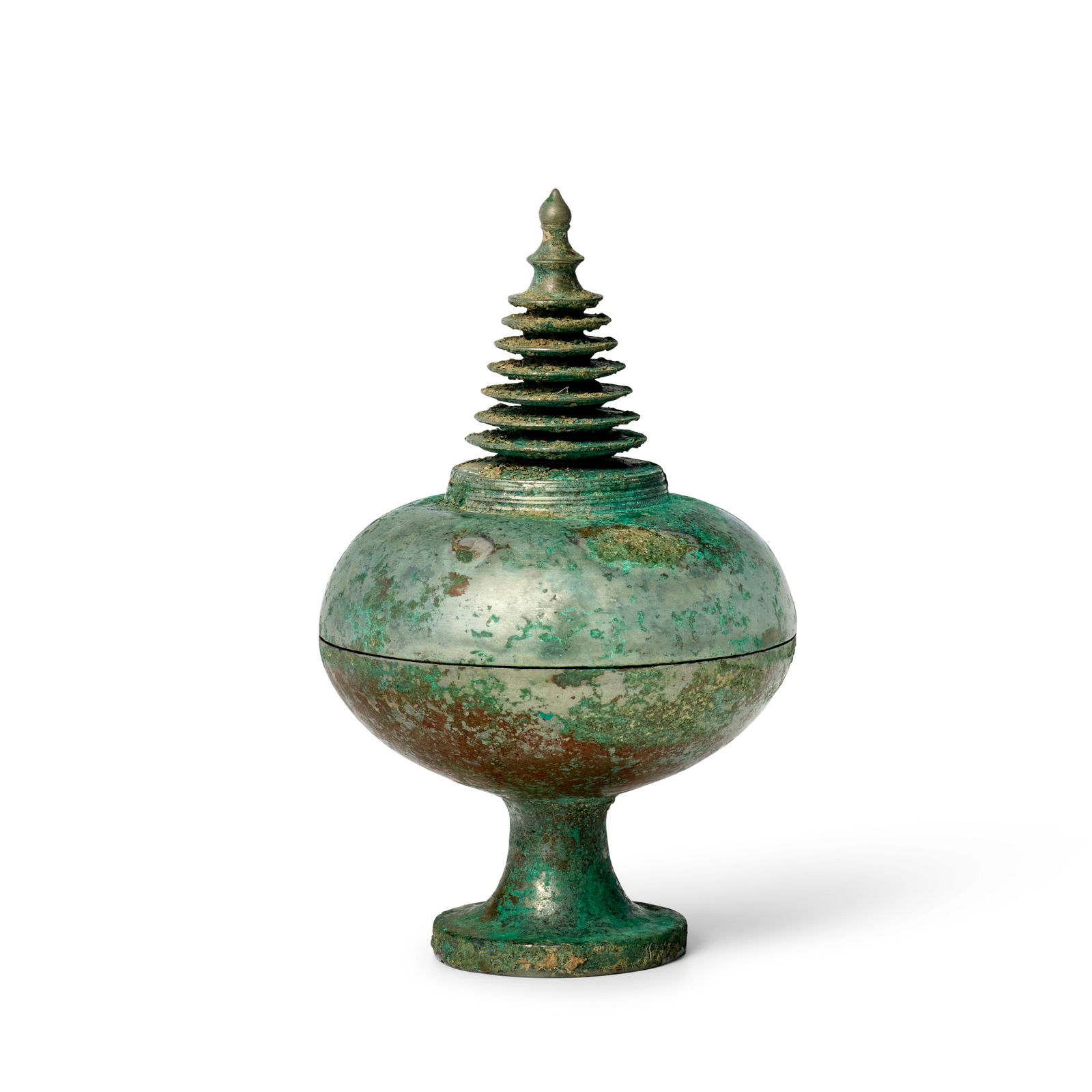 A SILVERED BRONZE STUPA-FORM INCENSE CONTAINER Tang Dynasty (1 of 1)