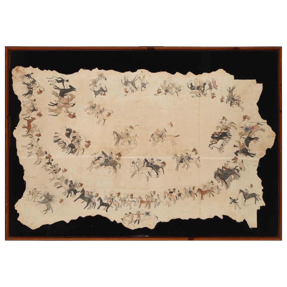 A Hunkpapa Lakota (Sioux) pictorial muslin depicting exploits of Sitting Bull (Tatanka Yotanka) - 2