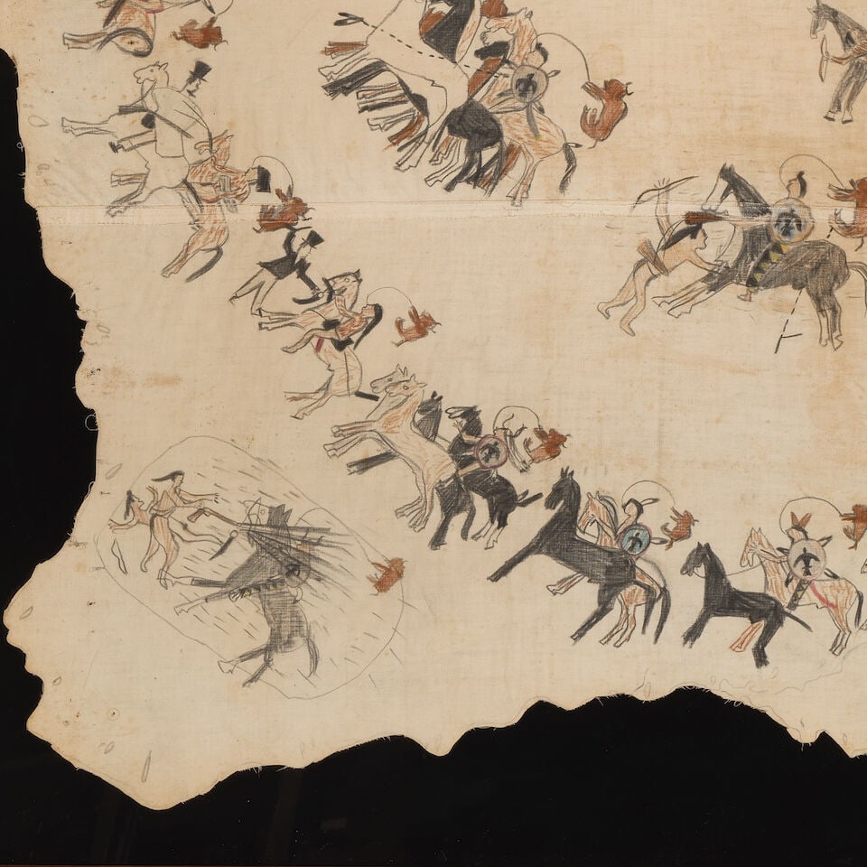 A Hunkpapa Lakota (Sioux) pictorial muslin depicting exploits of Sitting Bull (Tatanka Yotanka) - 8