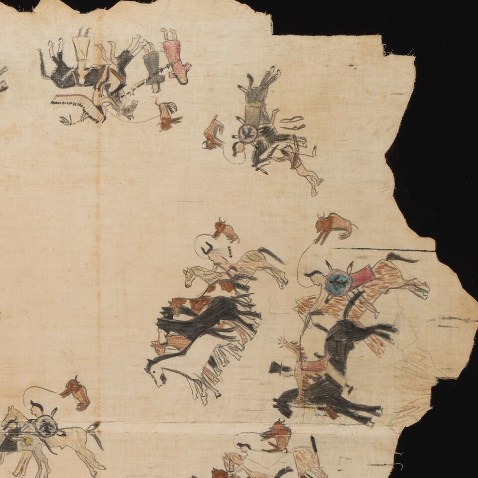A Hunkpapa Lakota (Sioux) pictorial muslin depicting exploits of Sitting Bull (Tatanka Yotanka) - 9