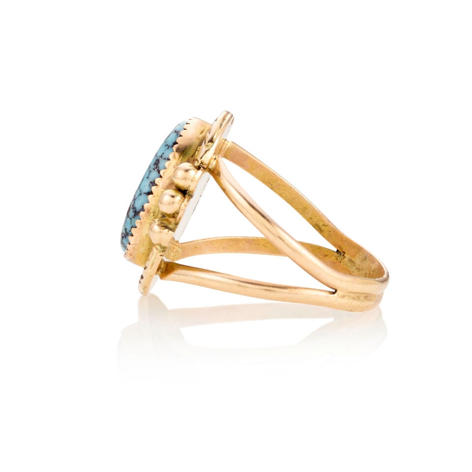 A Jim Myrtle gold and turquoise ring - 2