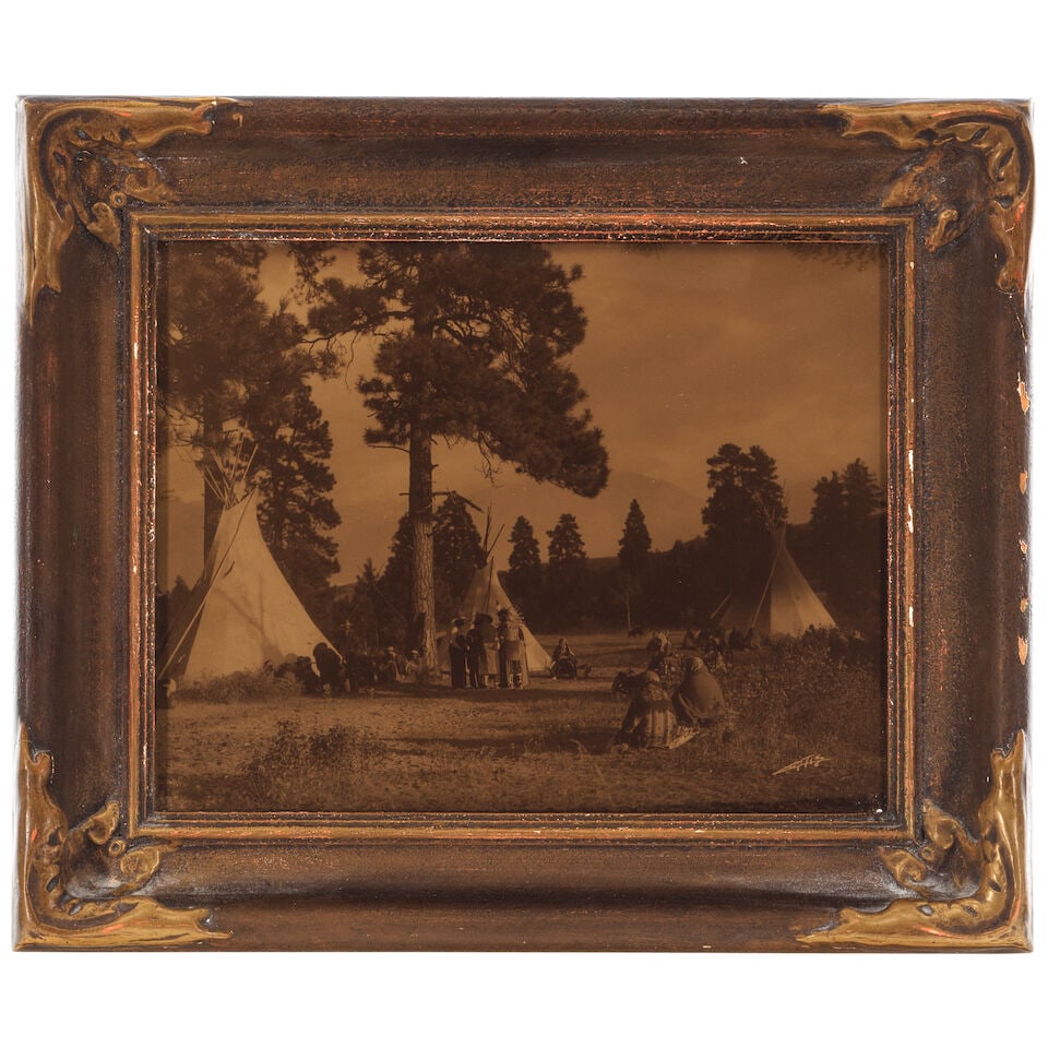 An Edward S. Curtis orotone, 'Flathead Camp on the Jocko River' (1 of 3)