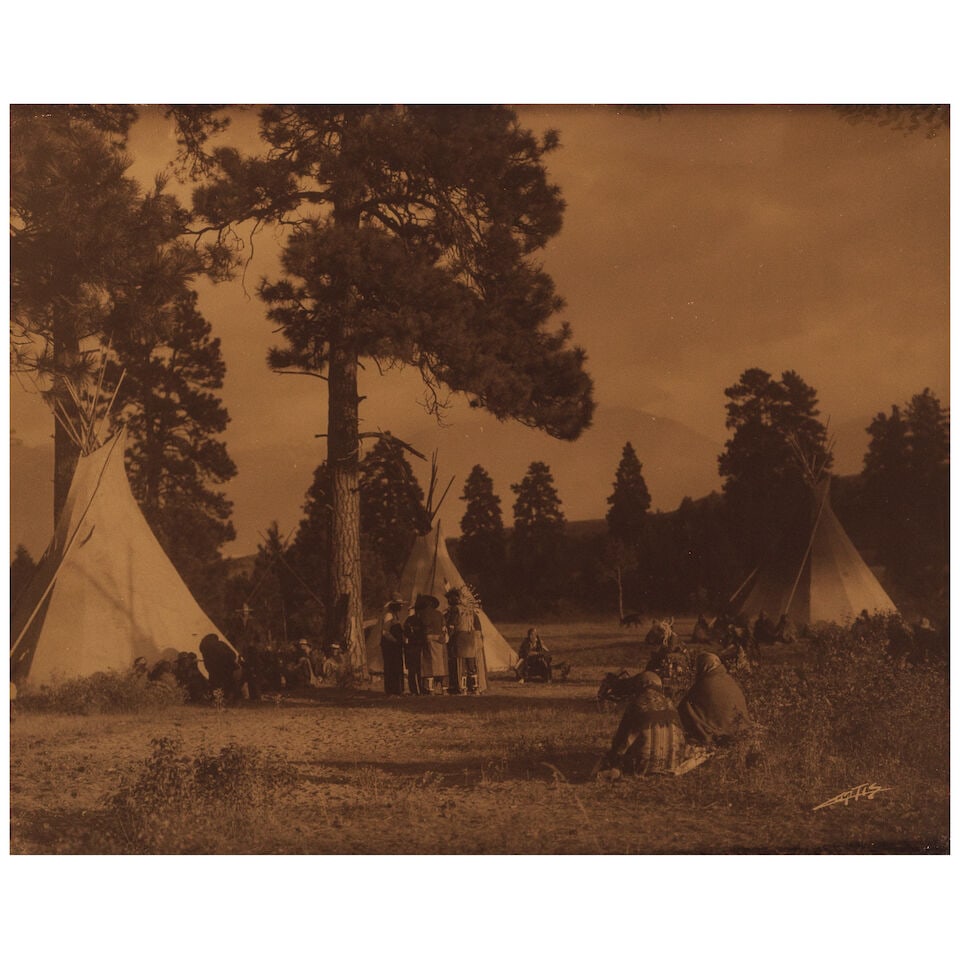 An Edward S. Curtis orotone, 'Flathead Camp on the Jocko River' - 3