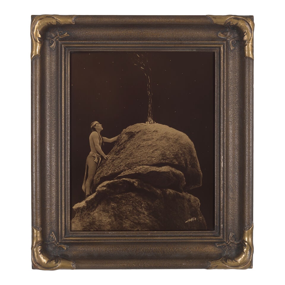 An Edward S. Curtis orotone, 'Signal Fire to the Mountain God' (1 of 2)