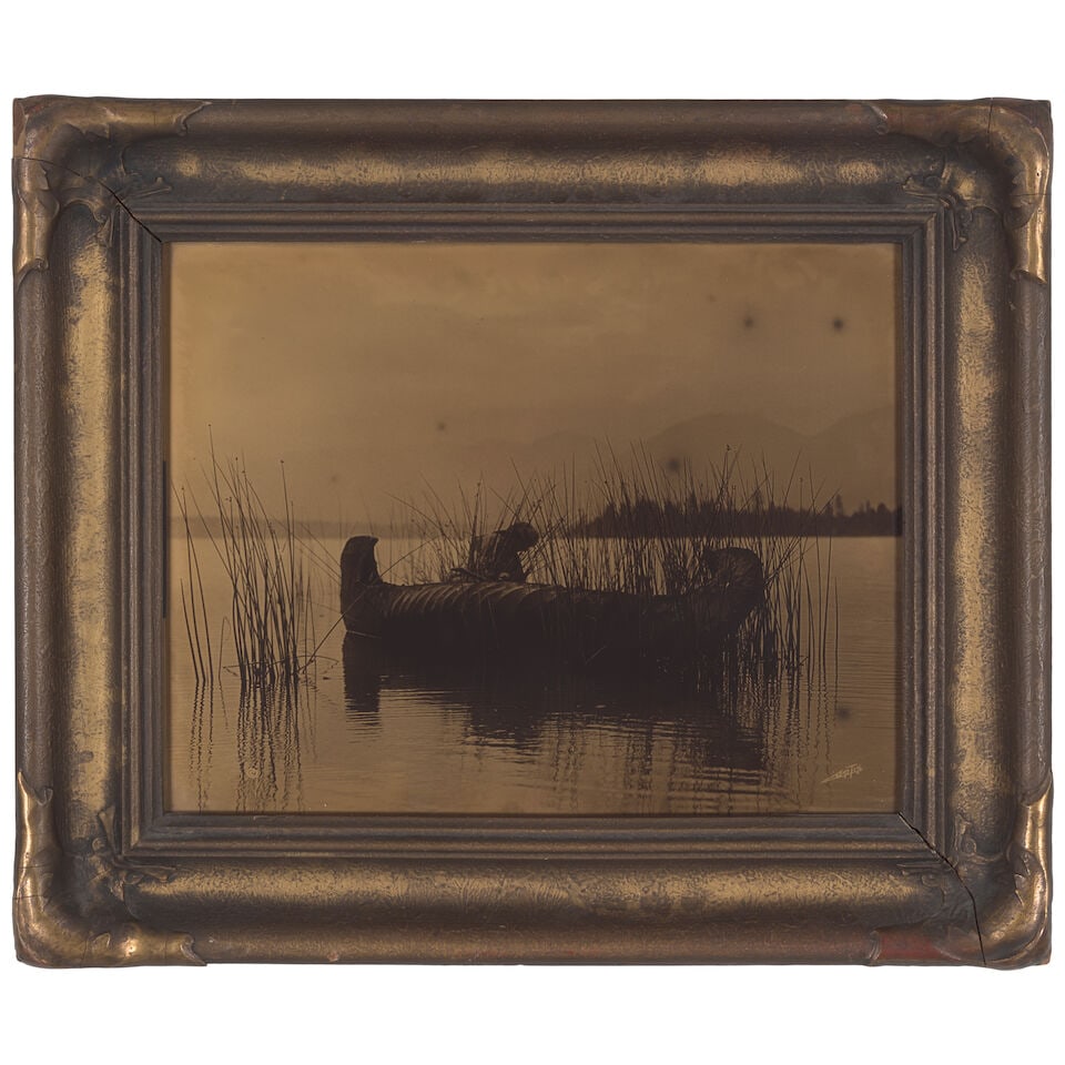 An Edward S. Curtis orotone, 'The Rush Gatherer - Kutenai' (1 of 2)