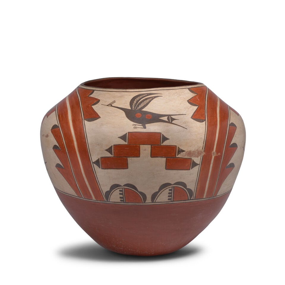A Trinidad Medina polychrome pottery storage jar (1 of 4)